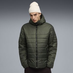 PUMA ESS HOODED JACKET dark olive